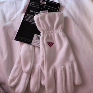 adidas Women's Comfort Fleece Gloves, White/ Pink